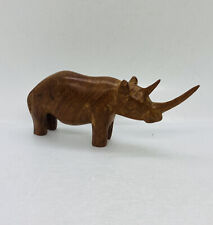 Vintage 1970s Hand Carved Wooden Rhino Figurine Statue 6.5” Art Decor Kenya O picture