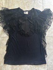 Gorgeous Lanvin Black Lace Detail Blouse Top With Bow Detail Size S picture
