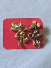 Vtg Authentic Disney Brushed Gold Tone Mickey & Minnie Mouse Pins  picture
