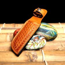 CUSTOM HANDMADE GENUINE LEATHER ENGRAVED SHEATH FOR FIXED BLADE KNIFE / HOLSTER picture