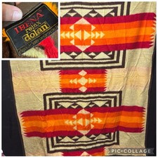 Vintage 1970s IBENA Dolan Blanket Germany Southwestern Aztec Geometric 78x62 picture