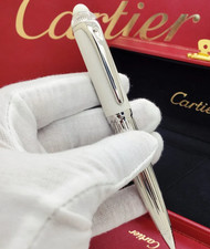 New Luxury Cartier Diabolo White Silver Ballpoint Writing Pen Executive Gift  picture