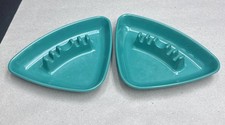 Two Vintage Ges-Line Ashtrays Retro Plastic USA #361 & Triangle Green 6.5” x 5” picture