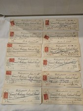 Lot of 37 Canceled Checks with 2 Cent US Documentary Stamps from 1899 - 1901  picture