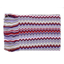 Missoni Women's Wool Zig-Zag Scarf Shawl Sarong Wrap White Purple Red picture