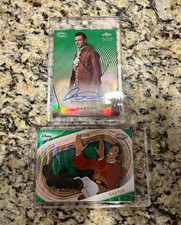 Topps 2025 Disney Chrome Gaston Luke Evans Autograph Parallel 2 Card Lot 64/99 picture