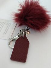 Burgundy Red Faux Fur Pom Clip-On Keychain Accessory picture