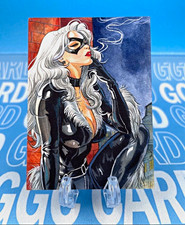 GGC Studio Marvel Black Cat Hand Drawn Custom Art Sketch Card 1/1 AUTO picture