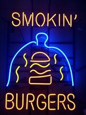 New Smokin's Burgers Neon Light Sign Lamp Poster Real Glass Beer Bar Art 24 picture