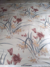 Vintage 1985 5th Avenue Upholstery Fabric Floral Lillies 15.5 Yards x 54