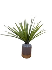 Kirkland’s Home 15” Faux Grass Arrangement Blue Sand Dipped Ceramic Vase picture