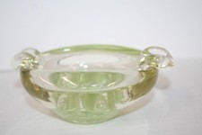 Stunning Murano Translucent Lime Green Art Glass Ashtray Floral Base Never Used picture