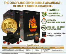 Hookah Charcoal - 10KG 22 lb Natural Coconut  720 Cube for Shisha Bar & Hookah picture