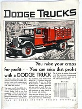 1929 DODGE TRUCKS vintage magazine advertisement FARMING THEME Chrysler Motors picture