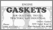 Olson's Gaskets Engines Automotive Port Orchard WA Vintage Business Card picture