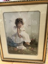 By Birkenstock Girl Angel with Doves 22”X18” beautiful picture