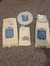 Vintage 1990s Home Sweet Home Cottage Core Kitchen Towel Set Sarah Lynn's NOS picture