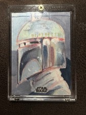Tops Chrome Star Wars boba fett 1/1 Sketch Card Dave Fowler Autograph picture