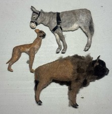 Needle Felted Wool Bison Donkey and Wild Dog Animals - 3 piece set picture