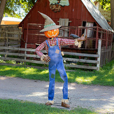 6FT Animated Whimsical Scarecrow Halloween Decoration Harvest Yard Decor ⭐ picture
