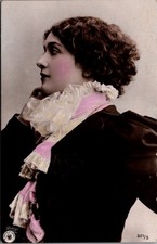 1904 Hand Tinted Postcard Beautiful Edwardian Woman Ruffled Cravat Berlin picture