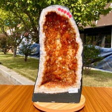 24.6LB  Natural citrine geode crystal cluster quartz cathedrals specimen healing picture