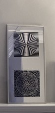 Vintage Mid-Century Modern Framed Op Art Mirror Victor Vasarely Style 24