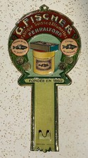 Vtg.  G. Fischer Swiss Advertising Tin Wall Match box Holder 1860 Fehraltorf picture