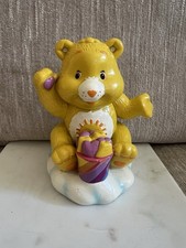 VTG TCFC Ceramic FunShine Yellow Care Bear Piggy Bank Coin Bank on Cloud Base picture
