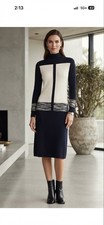 Narciso Rodriguez Colorblock Turtleneck Sweater Midi Dress Black Cream Size M picture