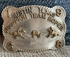 VTG Rodeo 1968 Champion Austin Texas Team Roper S/S Western Silversmith picture