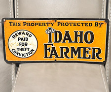 The Idaho Farmer Vintage Original Advertising Embossed Tin Sign early vintage picture