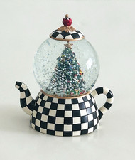 Mackenzie Childs Courtly Check Teapot Snow Globe picture
