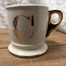 Anthropologie Initial C Gold Trim Alphabet Monogram Coffee Tea Mug Cup picture