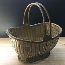 A Superb 1930s Vintage Woven Silver Plated Oval Basket w/ 2 Folding Handles 12
