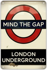 Mind The Gap Tin Metal Signs Home Décor Vintage London Underground Aesthetic for picture
