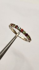 925 Sterling Silver Natural Peridot Imperial Topaz Eternity Band Ring Handmade picture