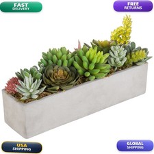 MyGift Faux Succulent Plant Arrangement 12-Inch Gray Cement Pot picture