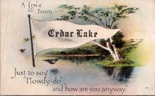 Vintage Pennant Postcard Pastoral View Line from Cedar Lake Minnesota 1917 10567 picture
