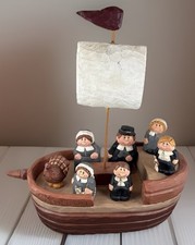 RARE Vtg Midwest of Cannon Falls Thanksgiving Mayflower Turkey & Pilgrim Family picture