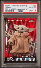 2024 TOPPS STAR WARS CHROME GROGU RED BLASTER RAYWAVE REFRACTOR #22 PSA 10 picture