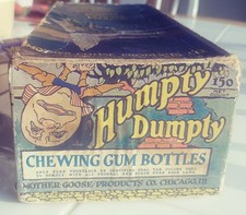 RARE 1900s MOTHER GOOSE HUMPTY DUMPTY CHEWING GUM COUNTER DISPLAY BOX ,FREE SHIP picture