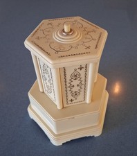 Vintage Swiss Harmony Musical Rotating Lipstick Holder Tower w/ Doors picture