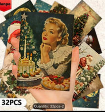 Tlenpo 32pcs Vintage Style Christmas Greeting Cards & Postcards Set picture