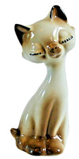 Vintage Cute Kitsch Siamese Cat Kitten with Head Cocked to the Side Eyes Closed picture