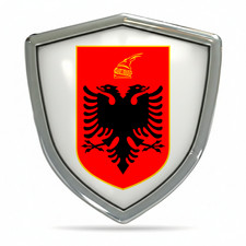 3D Domed Albania Coat of Arms Albanian Flag Car Sticker Resin Emblem Badge... picture