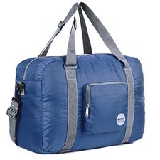 WANDF Foldable Personal Item Travel Bag, Carry on Duffle Bag Navy Blue 40L picture