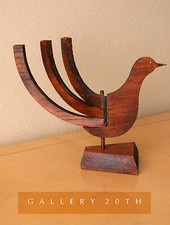 WOW REDWOOD BIRD SCULPTURE CANDLE HOLDER 50S ATOMIC 60S VTG MID CENTURY MODERN picture