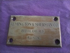 Vintage Antique Remington & Sherman Safe Vault Door Nameplate Plaque picture