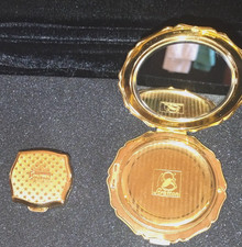 Lot of 2 Vintage Stratton Gold Tone Make Up/Powder Comp. Mirror & Pill Box w/err picture
